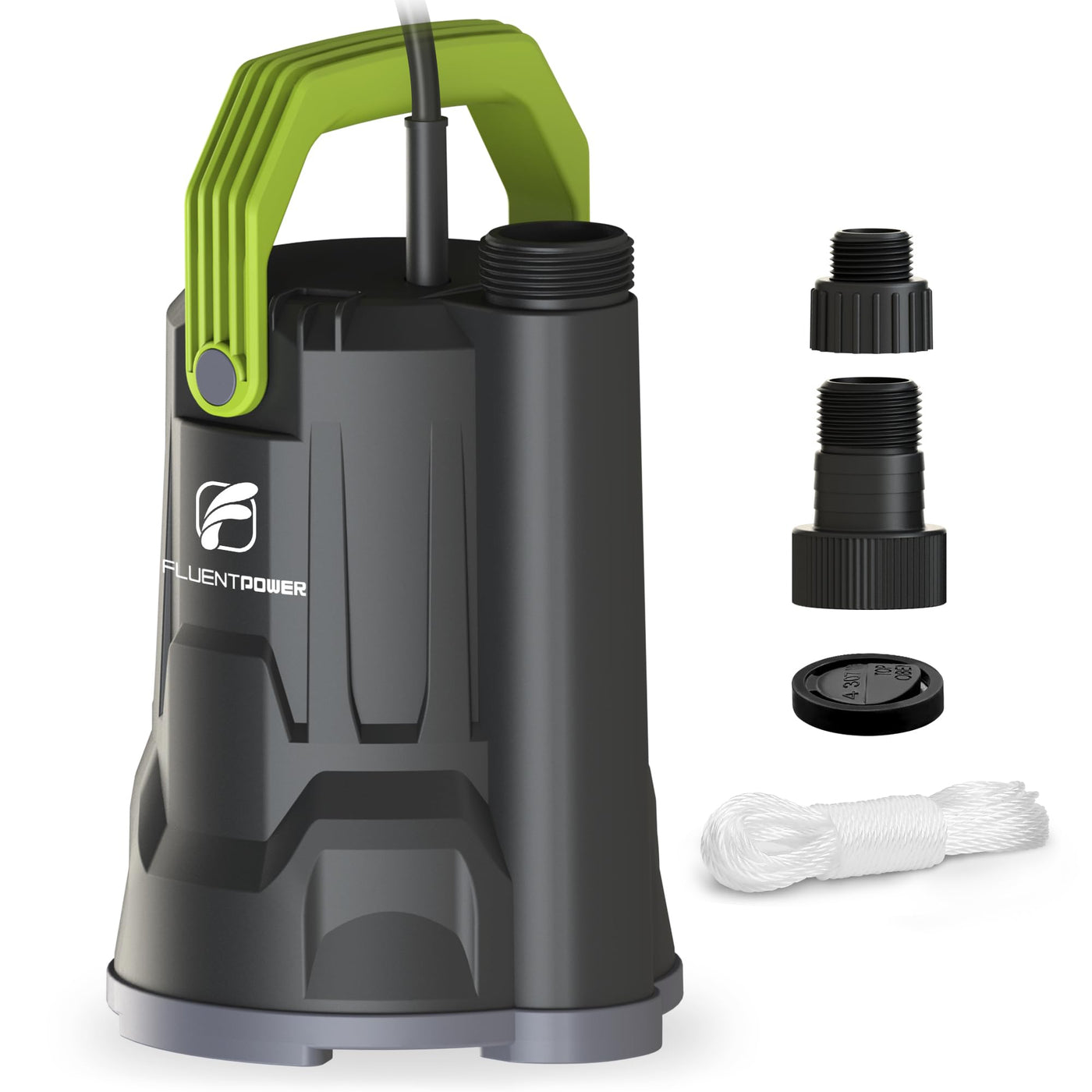 FLUENTPOWER FSP400C-2 submersible utility pump with adapters, check valve and nylon rope