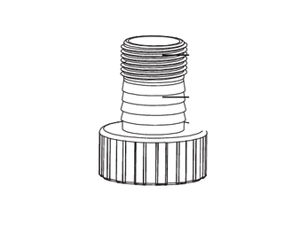Manual line drawing of the included stepped 1 inch NPT and 1.25 inch barb coupling