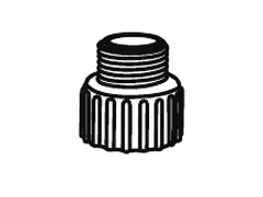 Manual line drawing of the upper threaded outlet coupling