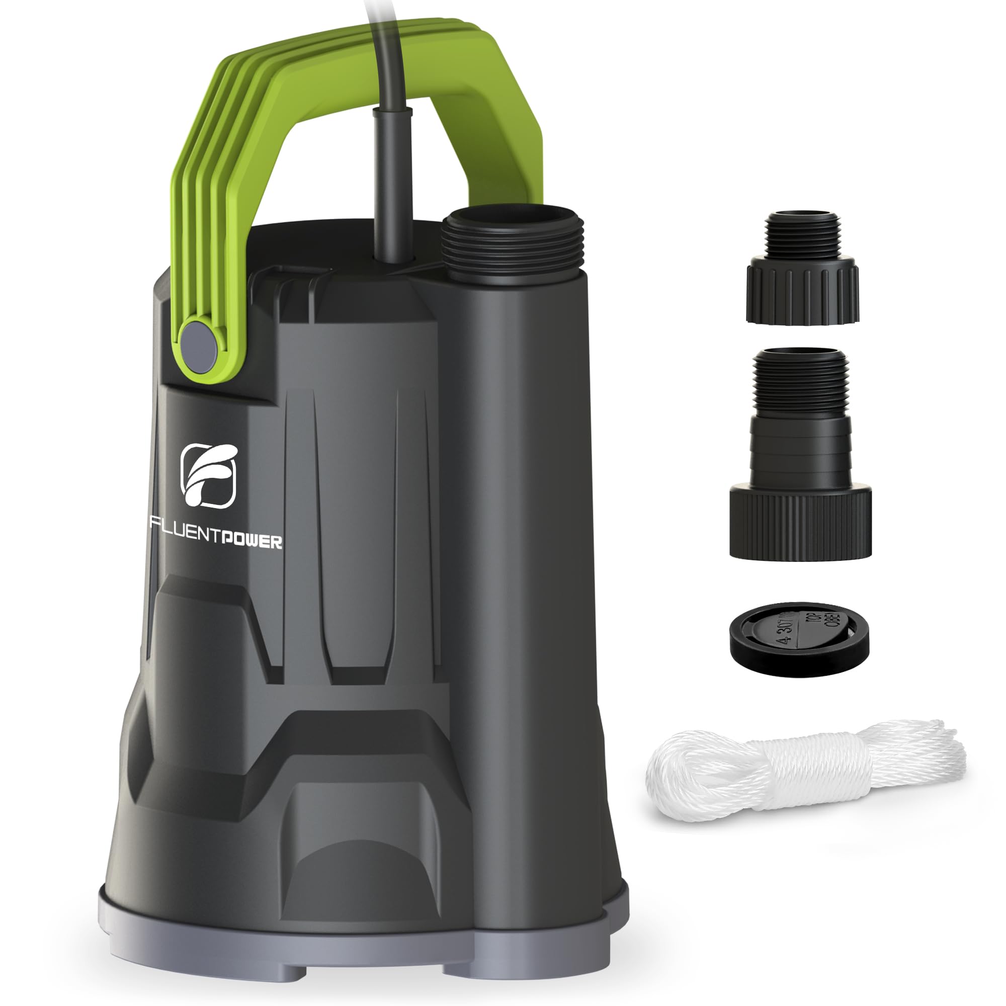 FLUENTPOWER utility pump with its connection adapters